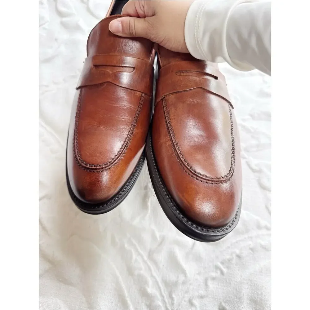 Bruno Magli Cosmo Cognac Leather Penny Loafers Size 11 